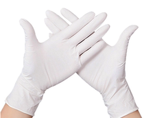 Gants de purification jetables blancs sans poudre et sans poussière de 9 pouces en nitrile sans poussière