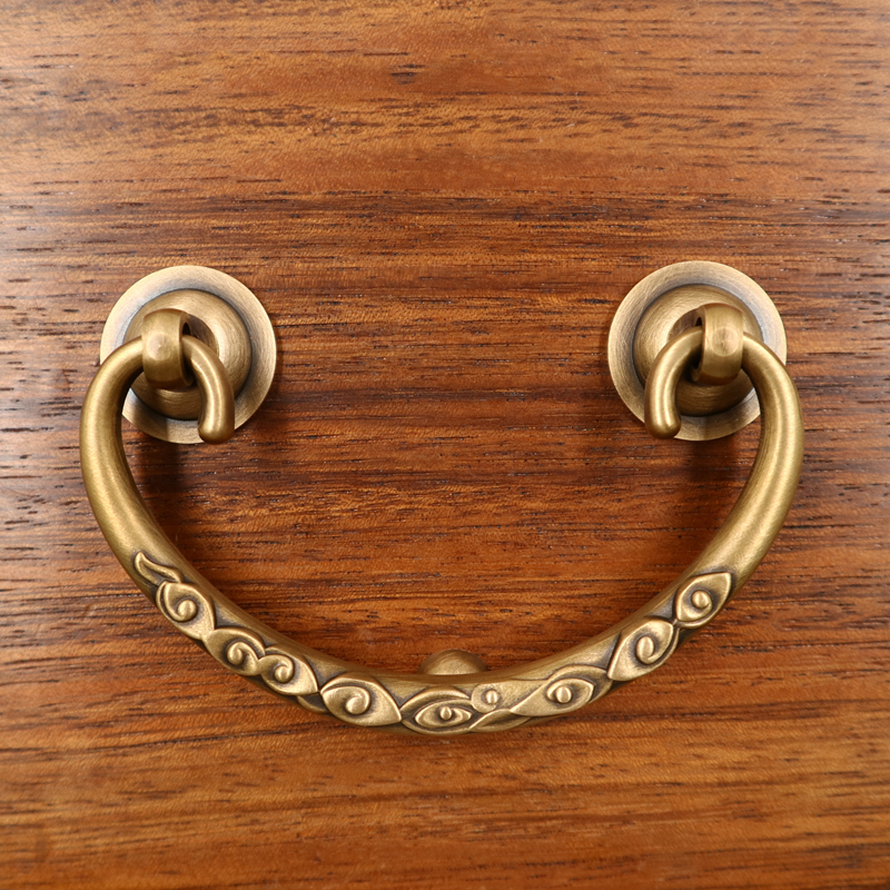 Drawers full copper imitation ancient handle Cloud Dot wardrobe door New Chinese overall cabinet wardrobe Ming loaded ancient bronze handle brass