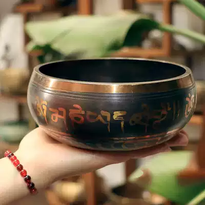 Nepal handmade copper bowl Tibetan song bowl Six-character truth Tibetan bowl Sound healing bowl Buddha sound bowl Copper chime Zen decoration