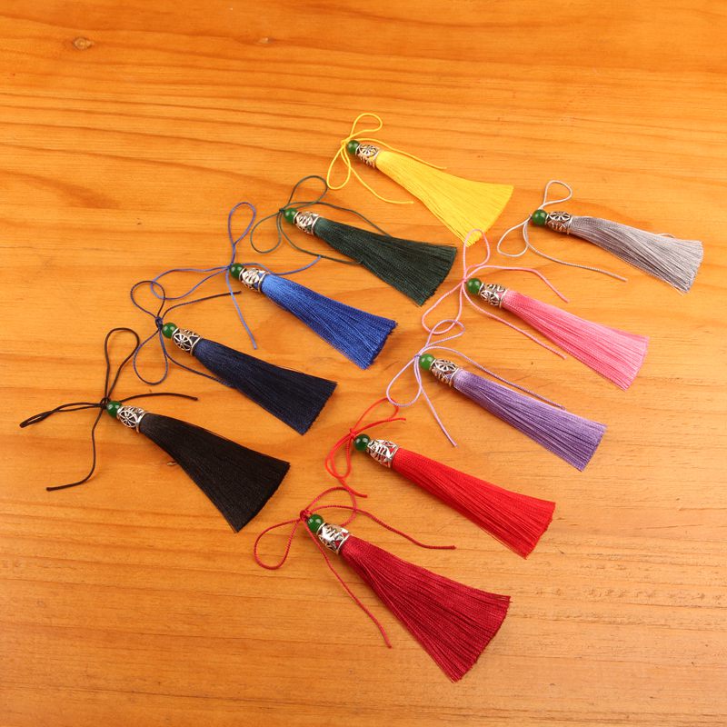 Key key handmade fabric DIY accessories green bead hollow silver cap tassel tassels 1 6 yuan 1