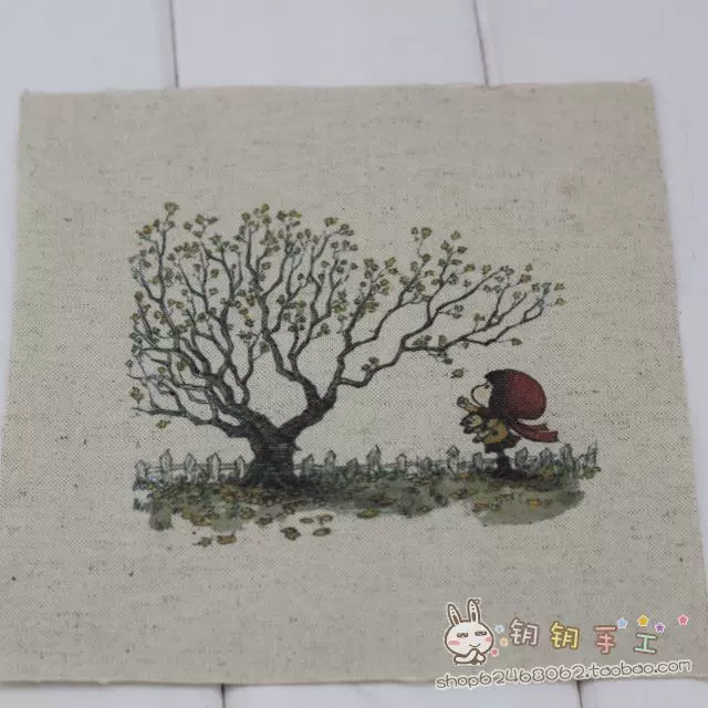 Key Handmade Cô gái siêu dễ thương Tay nhuộm vải Hướng dẫn sử dụng Vải DIY In kỹ thuật số Cotton lanh 3 nhân dân tệ một mảnh vải hoa văn cổ điển