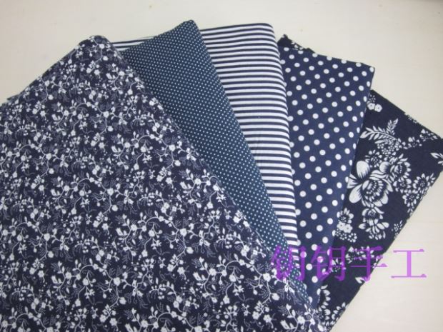 vải quilting vải hải quân in màu xanh đầu lắp ráp 10 nhóm hoặc một loạt các bông lớn 20X30cm vải - Vải vải tự làm cotton 4 chiều