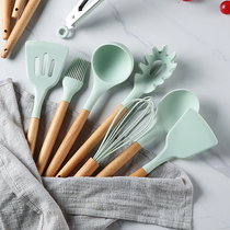 Non-stick special silicone spatula protection pot cooking spatula Household soup spoon kitchenware high temperature wooden handle silicone spatula