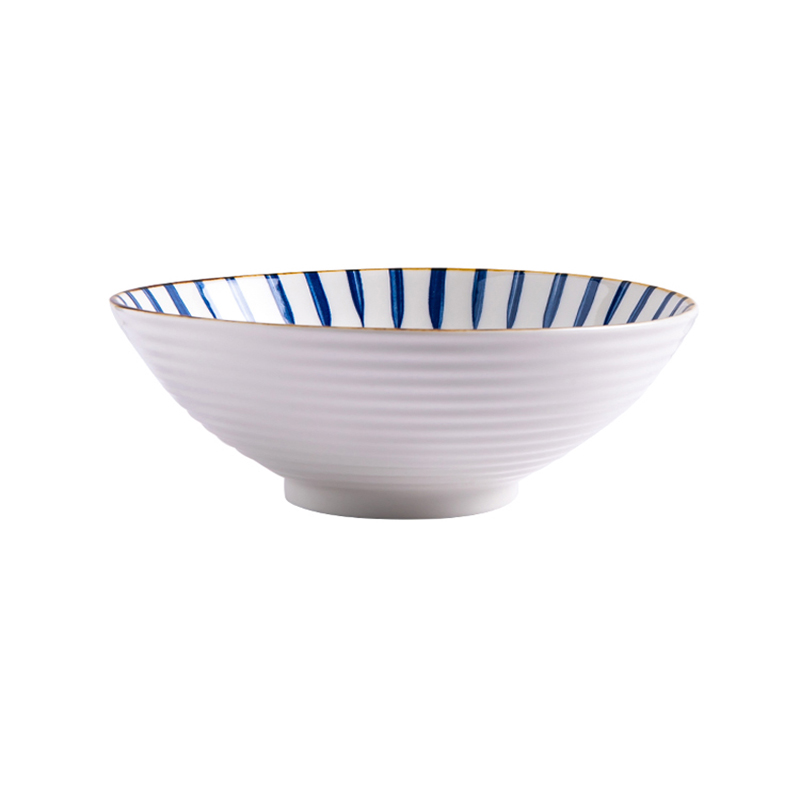 和彩日式拉面碗陶瓷面碗大碗汤碗大号碗单个家用斗笠碗沙拉碗餐具-实得惠省钱快报