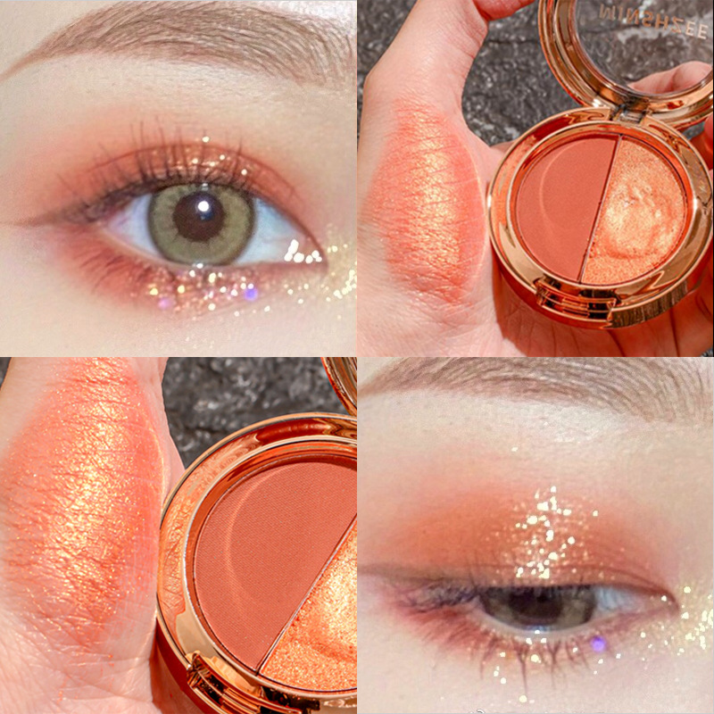 Two-color eyeshadow palette glitter powder lazy earth color niche brand high-end ins super hot 2022 new net red autumn and winter