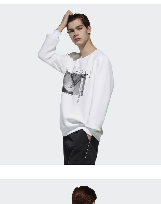Adidas  neo 2019 mùa xuân mới cho nam áo len thể thao màu trắng tinh khiết DZ8717 - Thể thao lông cừu / jumper