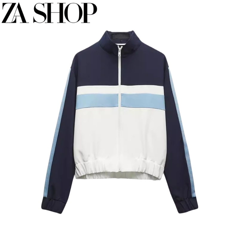 Spring New Women's Color-Blocked Blazer with Side Trim and Jogger Pants Set 7484022 7484122