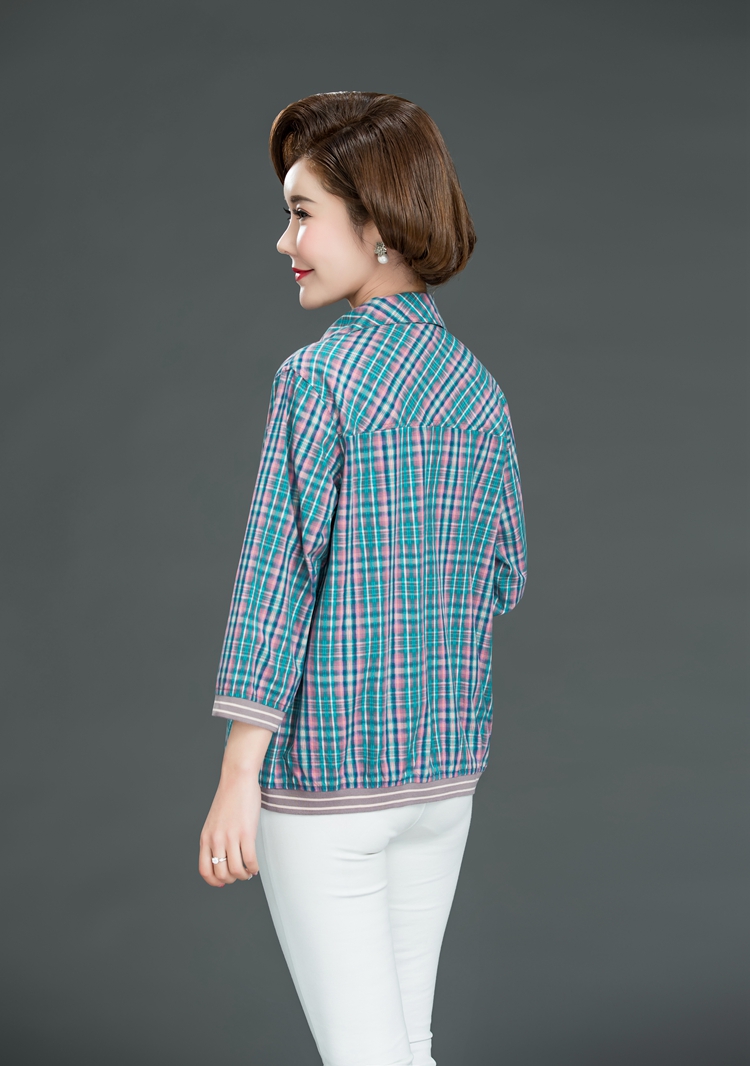 Áo sơ mi cotton cotton bảy điểm tay áo 40-50 ông già áo trung niên nữ cỡ lớn cotton giản dị - Quần áo của mẹ áo khoác trung niên nữ