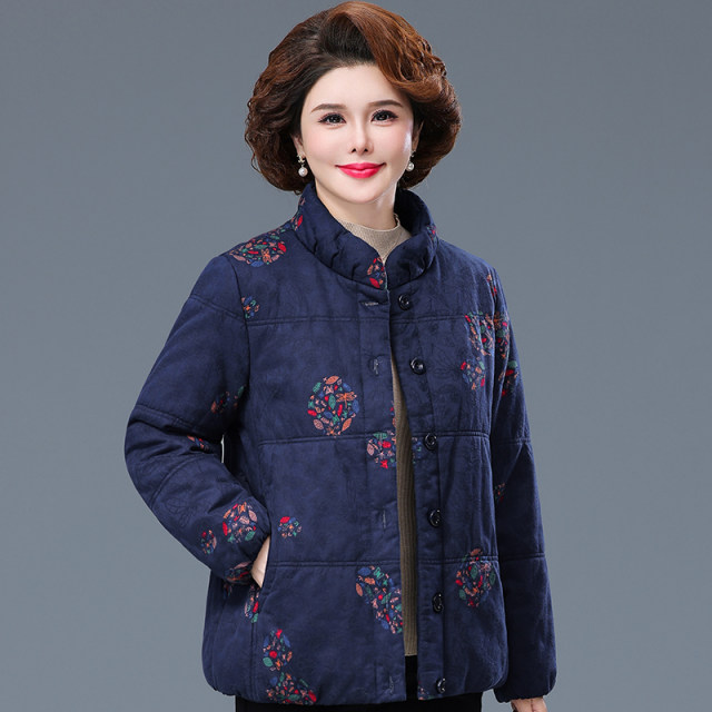 Middle-aged and elderly pure cotton clothes, mother's cotton clothes, autumn and winter coats, women's 50 and 60 years old, foreign style tops, short thick cotton jackets