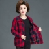 Áo khoác cotton kẻ sọc cho phụ nữ trung niên và cao tuổi, áo khoác dài tay rộng của mẹ cộng với size áo len 2020 mùa xuân và mùa thu - Quần áo của mẹ