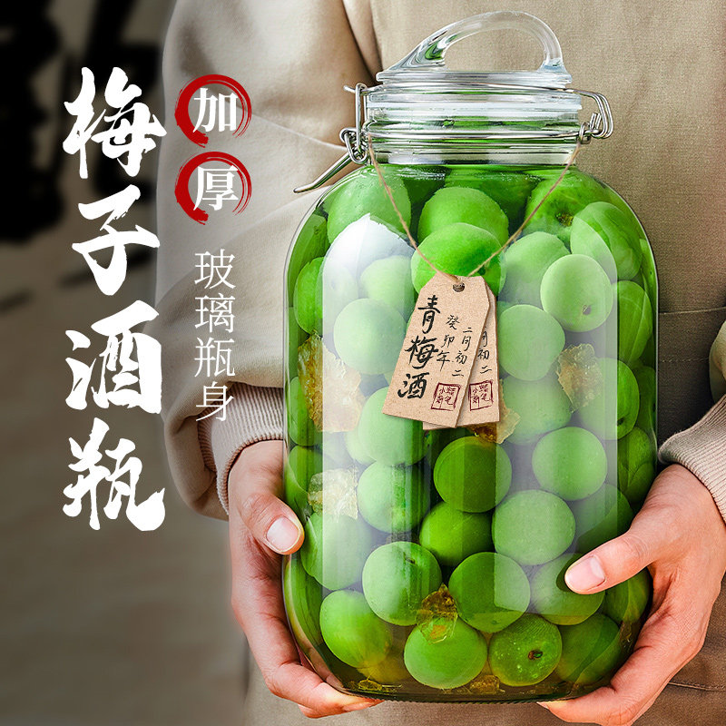 青梅泡酒专用玻璃瓶鲜果自制果酒容器食品级密封罐泡酒罐酒瓶空瓶