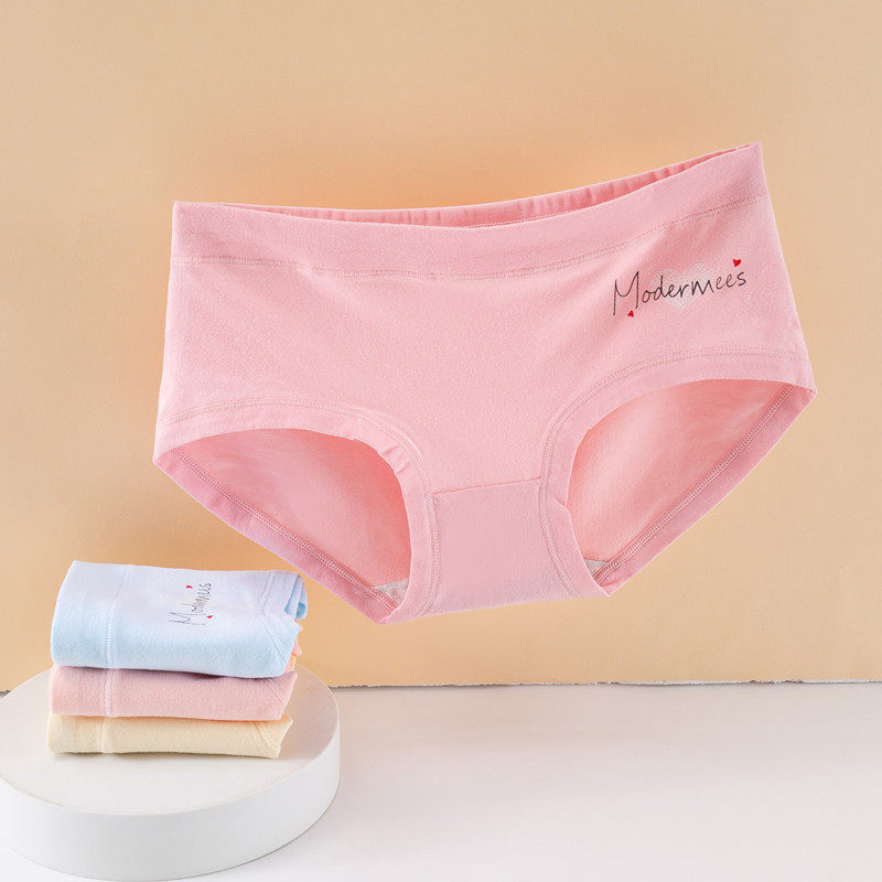 Girls mid-waist panties female cotton antibacterial summer thin breathable student cute print high school student briefs