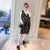 Bộ đồ bà bầu mùa đông 2018 thời trang mới hai mảnh cho bà bầu Hàn Quốc đầm áo len dáng rộng
