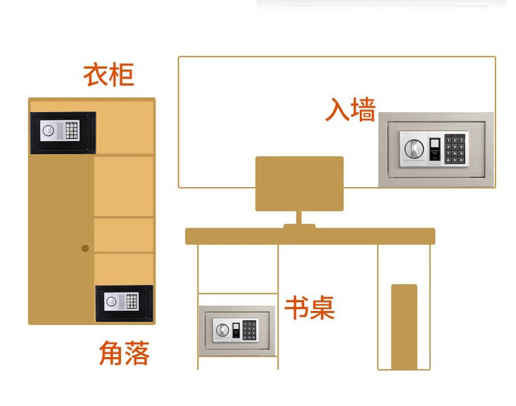 Đặc biệt an toàn văn phòng tại nhà hoạt động nhỏ tiền nhỏ tất cả thép an toàn ẩn mật khẩu tường ký gửi an toàn