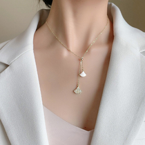 Clavicle chain 2021 new fan-shaped necklace light luxury niche sterling silver Korean original design cold wind pendant chain