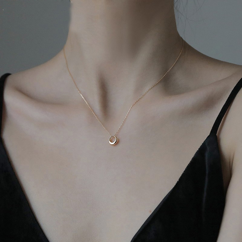 Necklace Women's Sterling Silver Versatile 2022 New Niche Design Sense Exquisite Simple Geometric Pendant Claspin Chain Premium