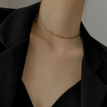 South Korea 18K gold choker collar European and American style necklace female ins hip hop choker niche design sense high end tide