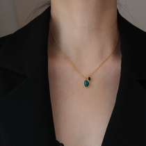 Korean emerald necklace female summer does not fade niche light luxury choker 2021 New retro exquisite premium