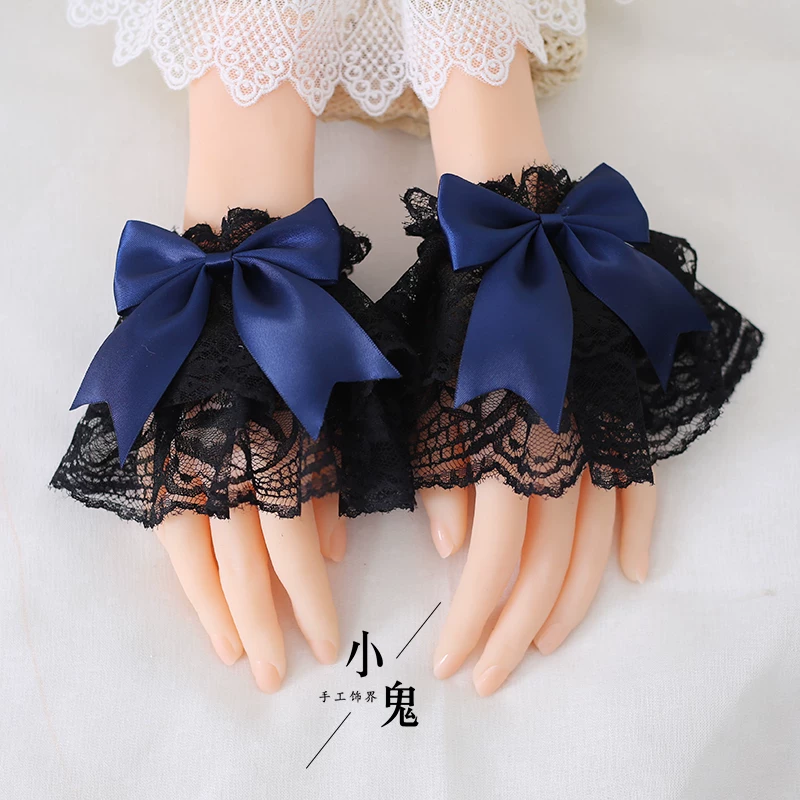 Фиолетовые перчатки с бантом, стиль Lolita, кружевное платье