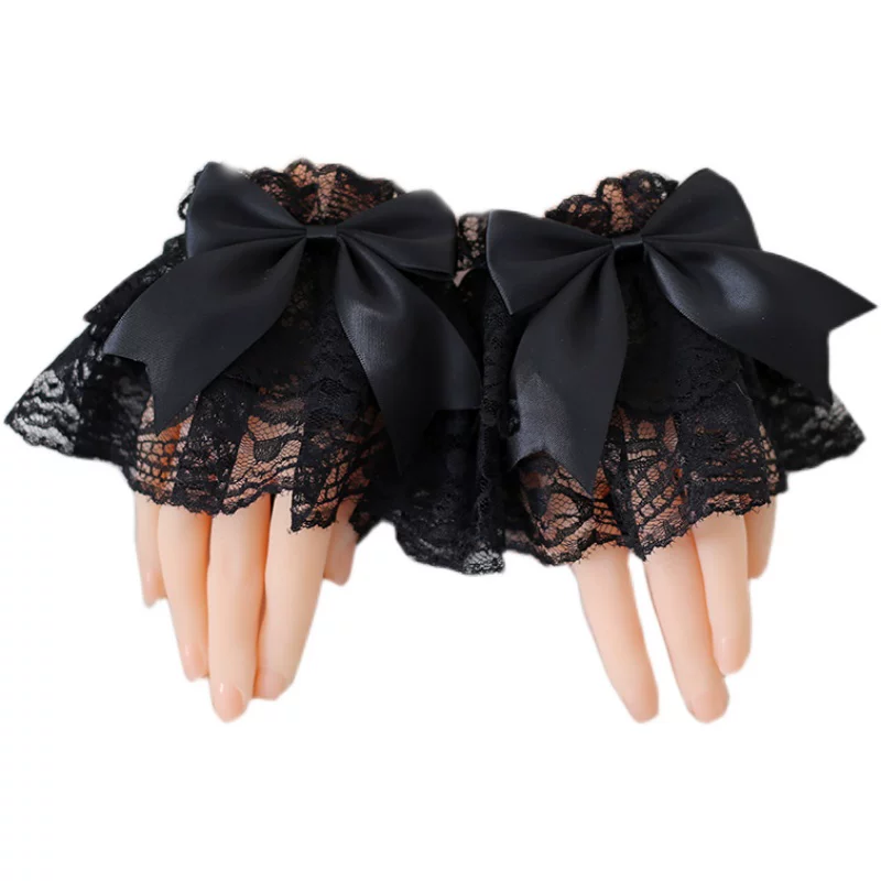 Фиолетовые перчатки с бантом, стиль Lolita, кружевное платье