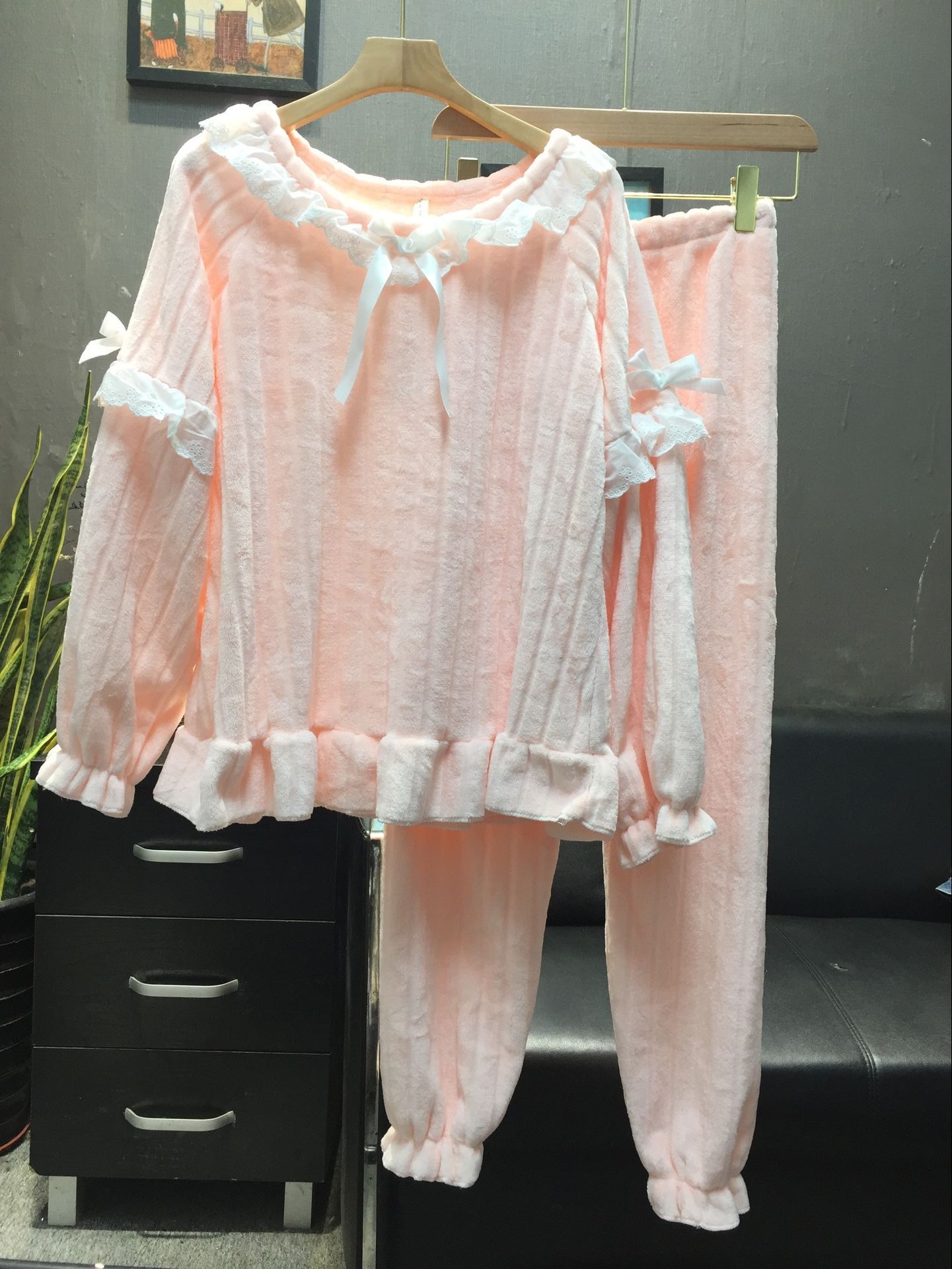 Bộ đồ ngủ flannel dày set nữ 2018 mùa đông mới đồ ngủ nữ
