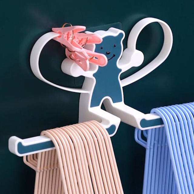 Clothes rack storage rack multi-function drill-free finishing rack balcony storage hook clothes drying rack clothes support storage device