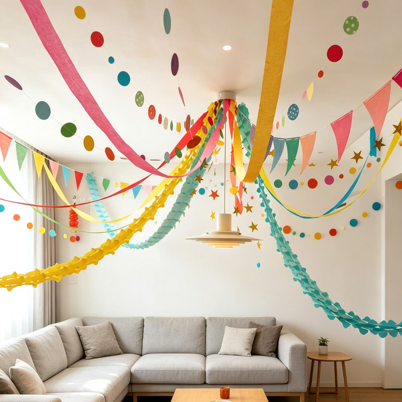 Colorful Garland Ribbon Birthday Party Decoration Ceiling Birthday Decoration Four-Leaf Clover Star Bunting Crepe Paper Colorful Garland Ribbon Birthday Party Decoration Ceiling Birthday Decoration Four-Leaf Clover Star Bunting Crepe Paper