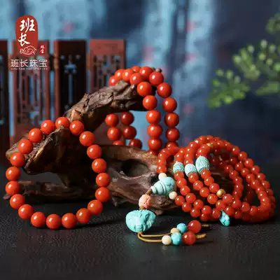 Natural Baoshan south red agate hand string bracelet Buddha beads 108 necklace pendant round beads accessories men's and women's live