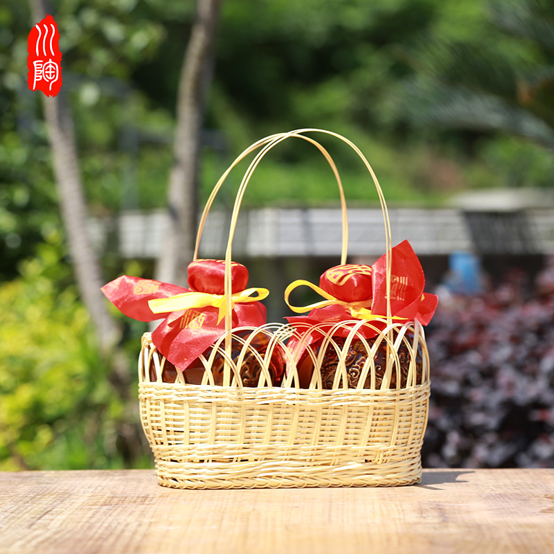 Sichuan pottery manufacturer ceramic wine jar 2 packs twin dragon and phoenix wine jar no word vinegar jar glossy with basket 1 pound pack