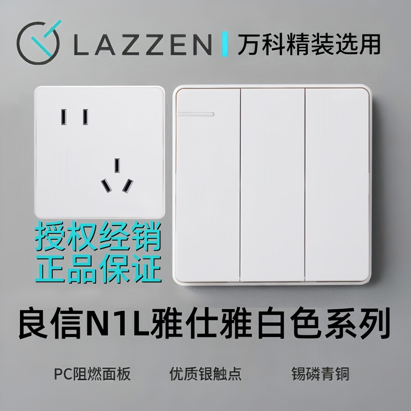 Lazzen Switch Socket Single/Dual Control Dual Switch Five-Hole USB Air Conditioner Tv Computer Light Gray