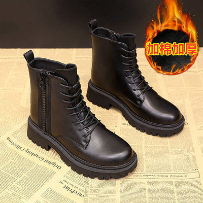 新款百搭秋季英伦风短靴显瘦秋冬棉靴马丁靴