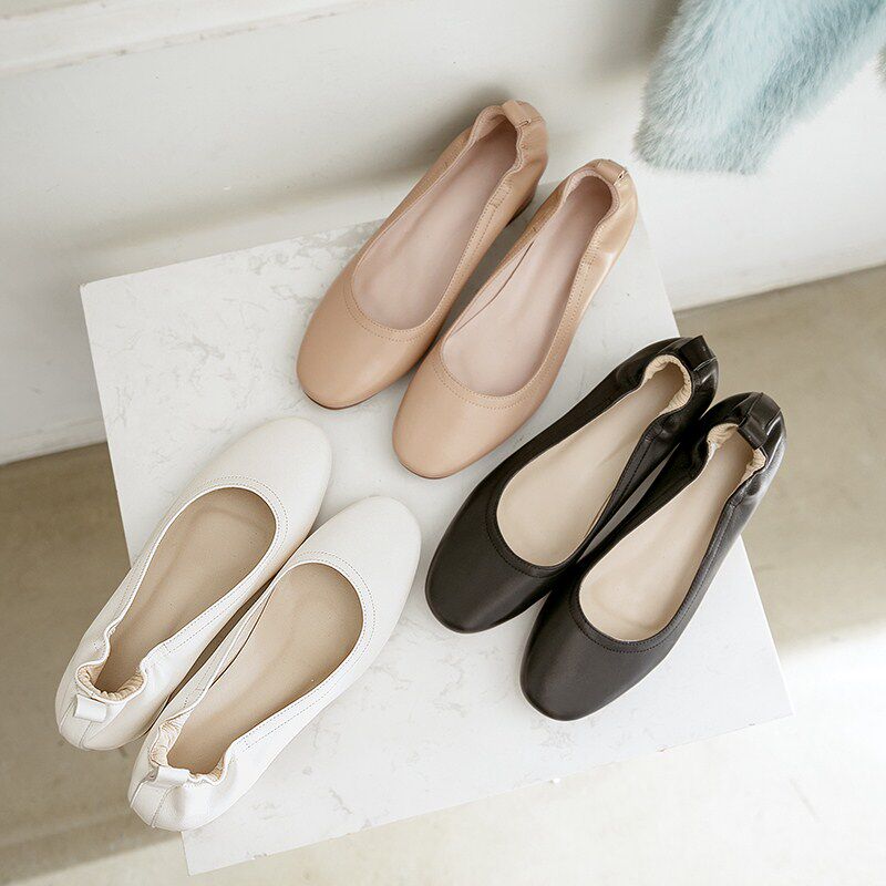 2019 Yangpai Spring tightness female single shoe coarse heel nude color round head with grandma shoes Soft bottom net red professional women's shoes