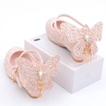 Childrens high heels girls Net red 2020 new spring and autumn girls high heels bow childrens single shoes Little Women