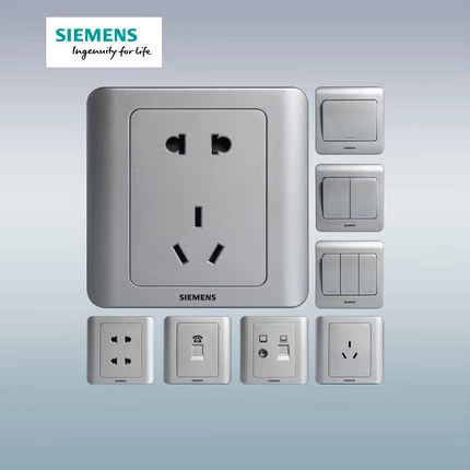 Siemens Switch Socket панель панель панели Vision серия цветов серебро 86 Домохозяйственная питание на стенах пять -отверстие