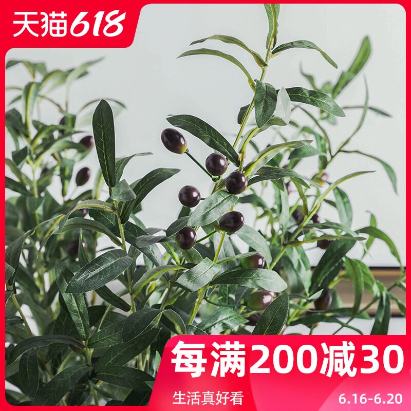 QiJu LiangPin living room, home furnishing, soft decoration, simulation plant decoration, green plant, olive tree branches and leaves, single branch Y