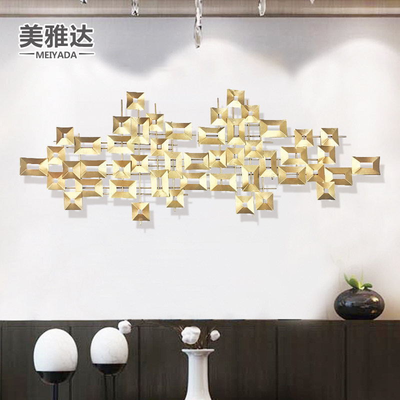 Living room light luxury metal wall decoration pendant sofa background wall decoration wrought iron wall hanging creative three-dimensional wall decoration