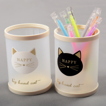 Large capacity pen holder round detachable simple ins cute cartoon small clear Children girl student girl desktop ornaments storage box office high-value personalized stationery storage holder Pen Holder