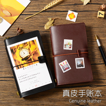 High-end notebook a6 hand book Simple ins literary exquisite buckle travel diary cowhide leather leather soft leather face book small portable mini pocket notebook retro notepad