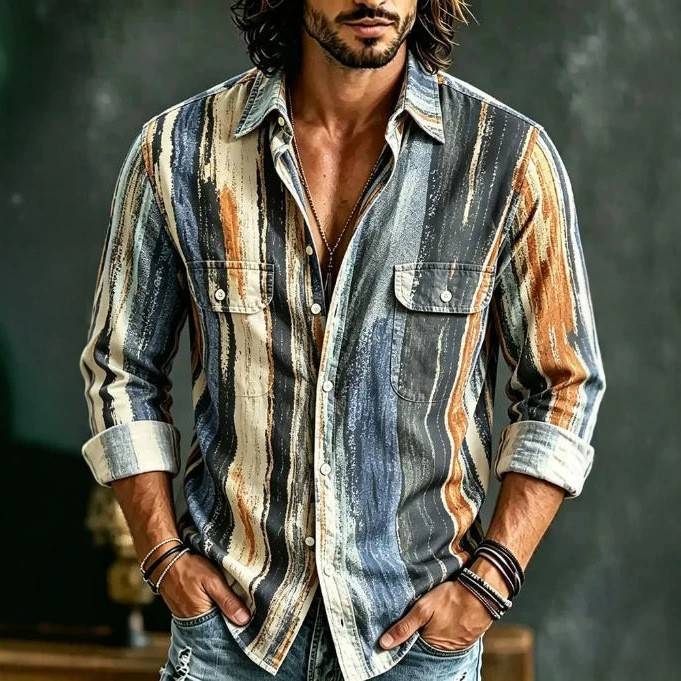 Amazon Fashion Summer Men's Long-Sleeved Shirt, Daily Casual Style, Comfortable Spring and Autumn Top