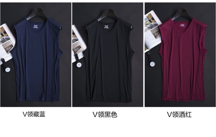 Quần lửng nam lỗ thể thao thể thao thoáng khí Rụng thoáng khô Khan không tay áo vest ao ba lo