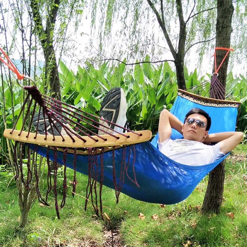 Hammock-proof side turning outdoor single double layer ice silk cloth hanging mesh bed Summer cool and beach field tour with tree rocking bed