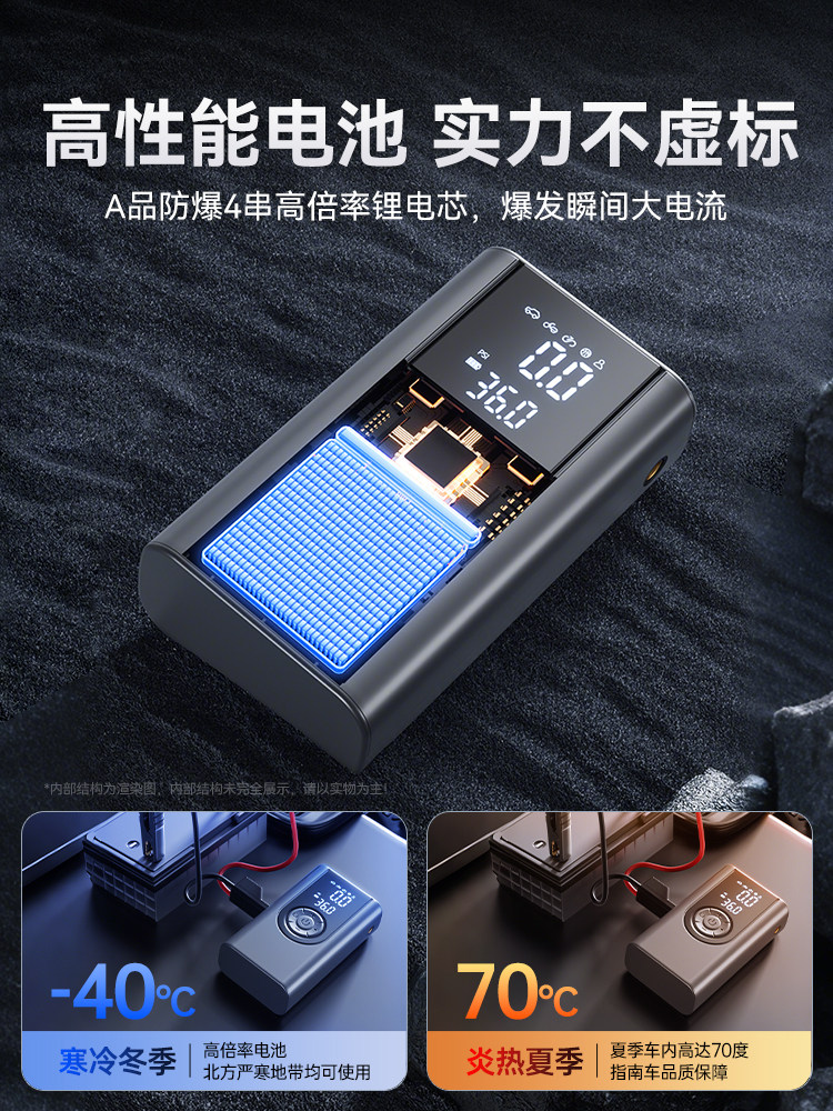 Car Emergency Jump Starter with Built-In Air Pump, Car Battery Emergency Power Supply, Jump Starter Device