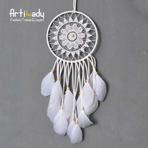 Indian Dream Catcher Net Red Hanging Decoration Bohemia White Simple Feather Handmade Jewelry Room Pendant