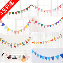 Birthday dress up cardboard small bunting party decoration children photography pennant flag hanging flag kindergarten pull flower