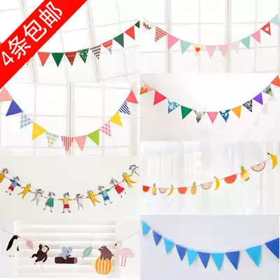 Birthday dress up cardboard small bunting party decoration children photography pennant flag hanging flag kindergarten pull flower