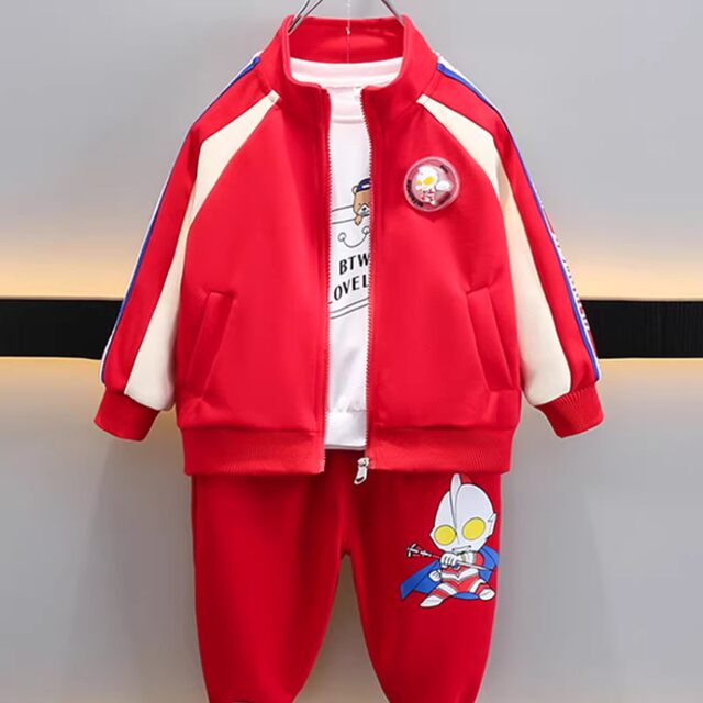 French-Style 2026 Children's Ultraman Clothing Boys' Baseball Outfit Set Stylish Kids' Spring and Autumn Trendy Cool Sports Jacket