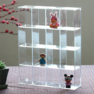 Acrylic transparent car model doll toy model display stand 16 compartment storage box dust-proof flip can be customized