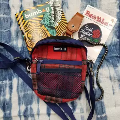 The Bumbag Co red plaid satchel FLANDERS COMPACT art skateboard retro shoulder bag