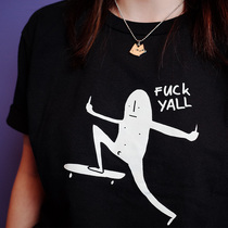 Dutch Leon Karssen skateboard villain spoof T-shirt Fuckyall Tee fun niche gift illustration