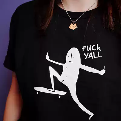 Dutch Leon Karssen skateboard villain spoof T-shirt Fuckyall Tee fun niche gift illustration